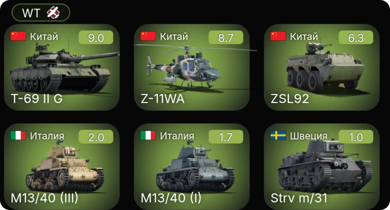 WT — 6 ранг: 1шт 5 ранг: 1шт