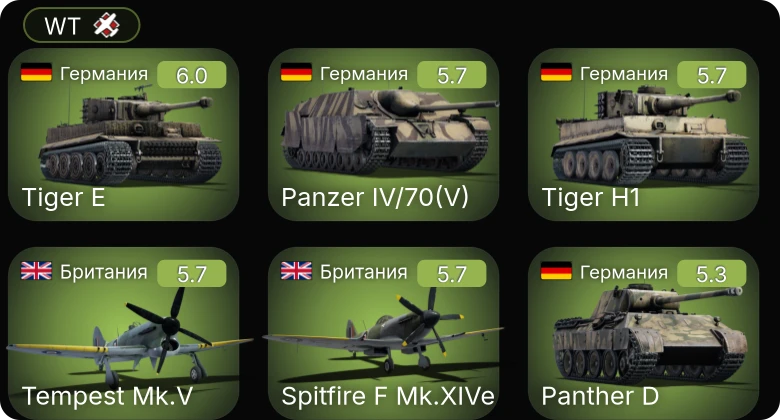 WT — F4U-1C | Spitfire F Mk.XIVe | Tempest Mk.V | Ki-61-I hei | Fw 190 A-5