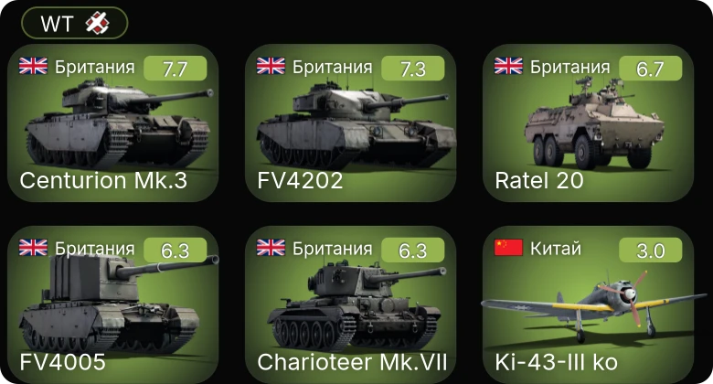 WT — Centurion Mk.3 | Charioteer Mk.VII | FV4005 | FV4202 | Ratel 20