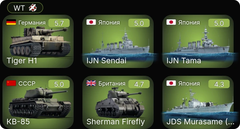 WT — КВ-85 | Churchill III | Churchill NA75 | Sherman Firefly | IJN Sendai