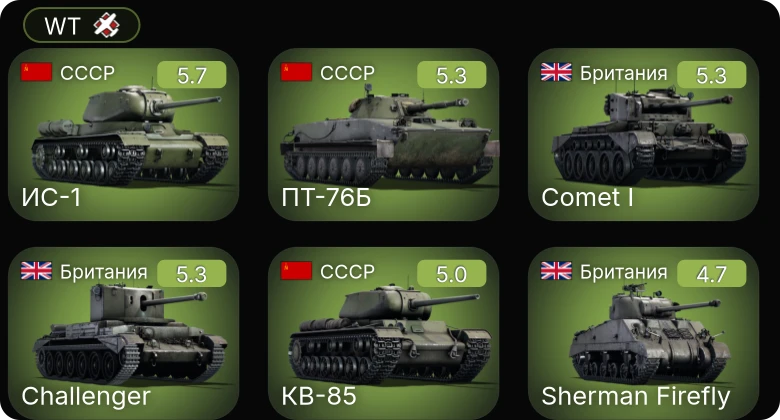 WT — M24 | КВ-85 | ИС-1 | ПТ-76Б | АСУ-57