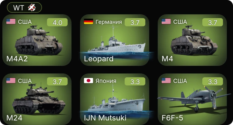 WT — M24 | M4A2 | M4 | F6F-5 | M10 GMC