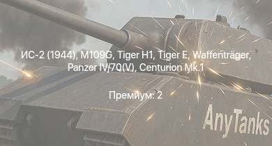 WT —  ИС-2 (1944) | Charioteer Mk.VII | ИС-2 | АСУ-85 | 2С3М | Centurion Mk.1 |  | M109G | 2С1 | 