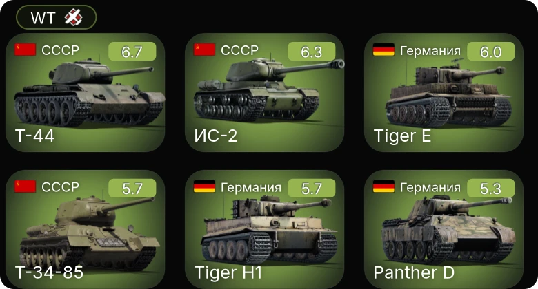 WT — ИС-2 | Т-44 | M24 | ПТ-76Б | Т-34-85