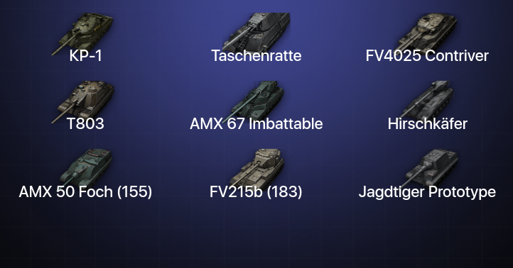 World of Tanks — 9 Топов | FV4025 Contriver | AMX 67 Imbattable | Hirschkäfer | Taschenratte 