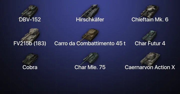 World of Tanks — 20 Топов | DBV-152 | Chieftain Mk. 6 | Hirschkäfer | Carro da Combattimento 45 t 