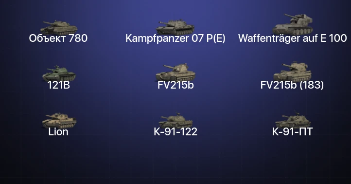 Мир Танков — 57 Топов | Объект 780 | Waffenträger auf E 100 | FV215b (183) | Cobra 