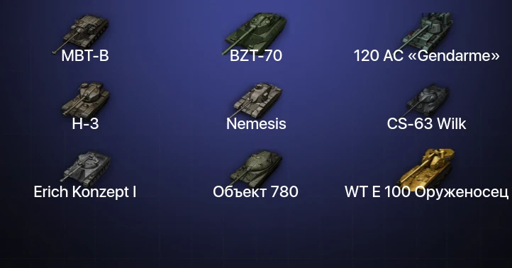 Мир Танков — 78 Топов | FV215b (183) | Waffenträger auf E 100 | Kampfpanzer 07 P(E) | Объект 780 