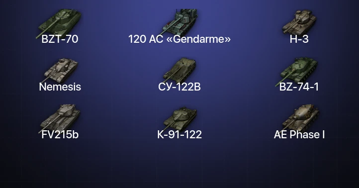 Мир Танков — 22 Топа | BZ-74-1 | H-3 | 120 AC «Gendarme» | Nemesis 