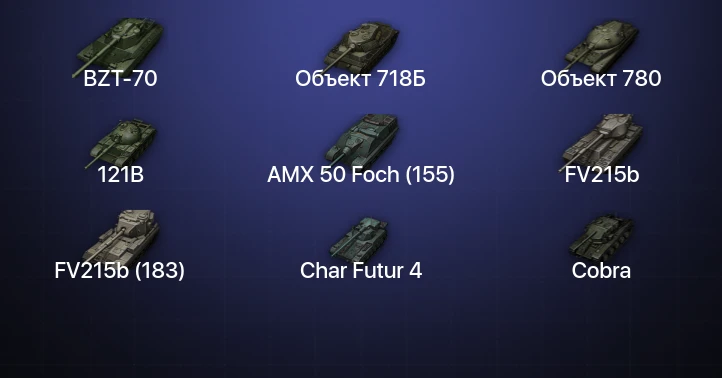 Мир Танков — 26 Топов | FV215b (183) | Объект 780 | Cobra | BZT-70 
