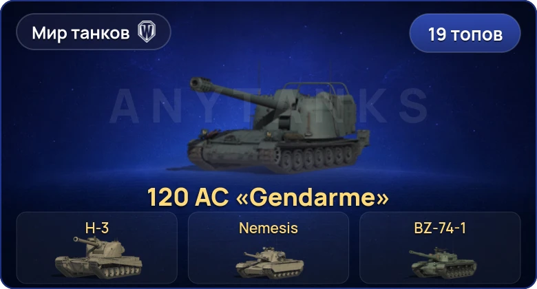 World of Tanks (RU) — 19 Топов | BZ-74-1 | H-3 | Nemesis | 120 AC «Gendarme» 