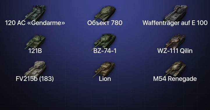 Мир Танков — 28 Топов | FV215b (183) | Waffenträger auf E 100 | Объект 780 | BZ-74-1 