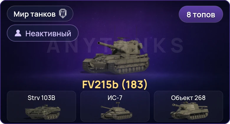 World of Tanks (RU) — Неактив | 8 Топов | FV215b (183) 