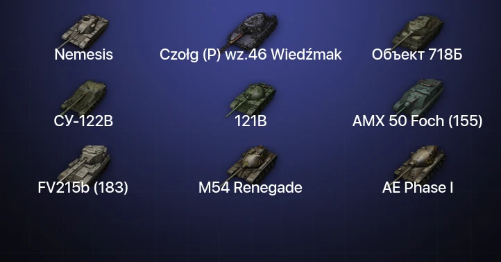 Мир Танков — 23 Топа | Czołg (P) wz.46 Wiedźmak | FV215b (183) | Nemesis | Объект 718Б 